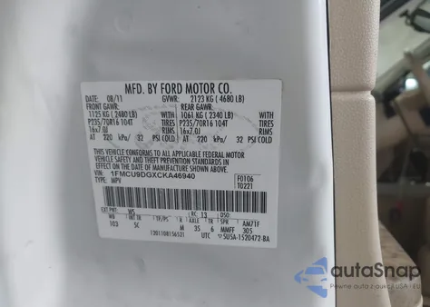 2012 Ford Escape Xlt из США, поврежденный, VIN 1FMCU9DGXCKA46940